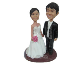 Custom Bobblehead Wedding Couple Holding Hands Wearing Bridal Attire - Wedding &amp; - £122.25 GBP
