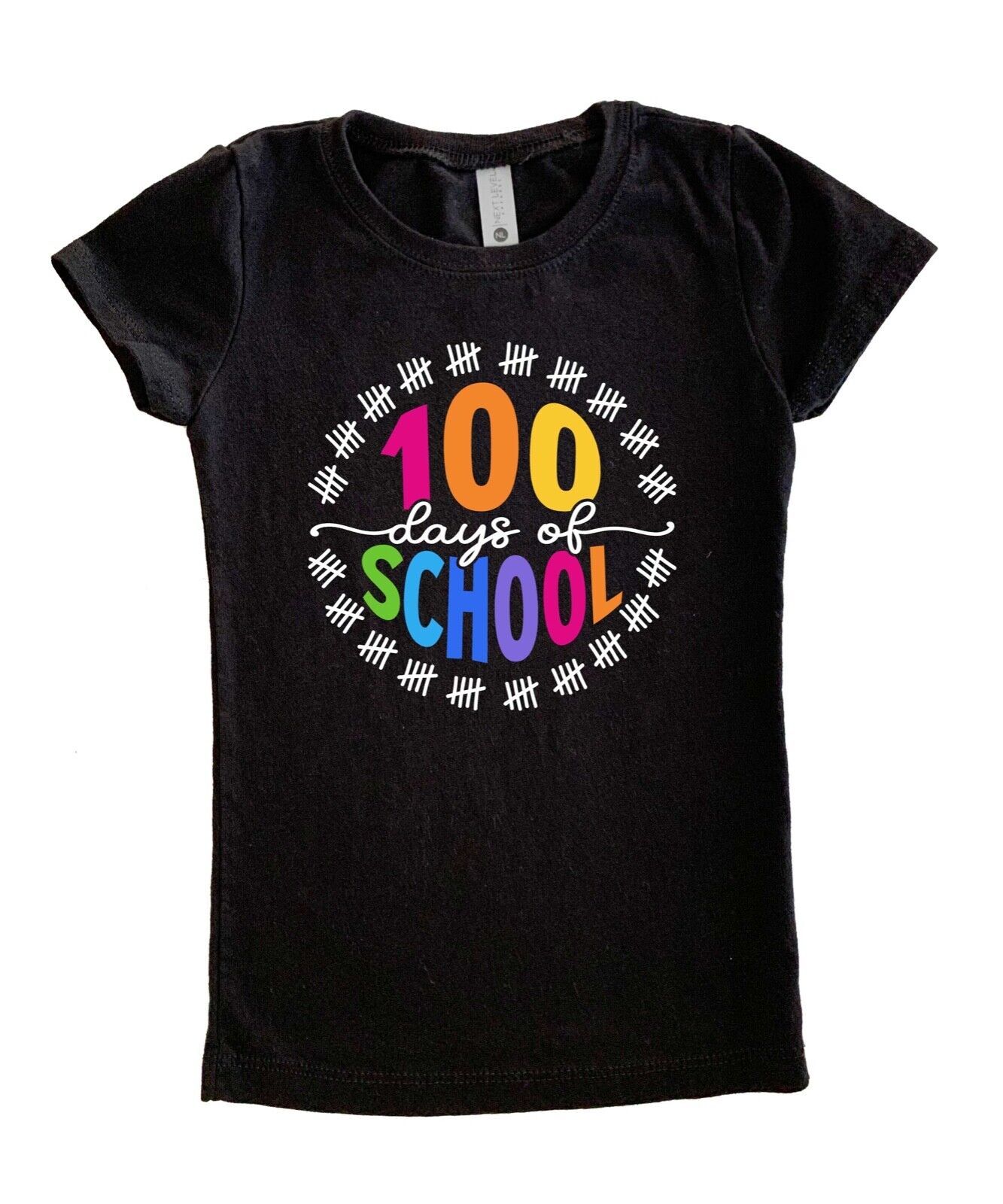 100 Days of School Shirt for Girls, 100 Days of School with Chalk Lines, 100 Day