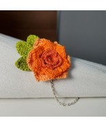 Handmade 7.5&quot; Bracelet Corsage Orange Dahlia Flower Lobster Clasp Silver... - $34.30