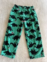 Carters Boys Green Black Dinosaur Santa Hat Fleece Pajama Pants 5T - $7.35