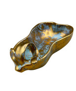 STANGL Hand Painted Pear Dish Antique Gold #3783 Turquoise 22k Gold READ - $338.51 MXN