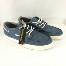 Crevo Mens Boat Shoes Blue Canvas Lace Up Size 8 - £18.93 GBP