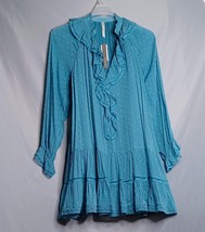Anthropologie Dress Womens M Blue Turquoise Ruffle Swiss Dot Boho Long S... - $1,114.81 MXN