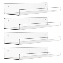 Clear Acrylic Shelves For Wall Storage, 15&quot; Acrylic Floating Shelves Wall Mounte - £22.36 GBP