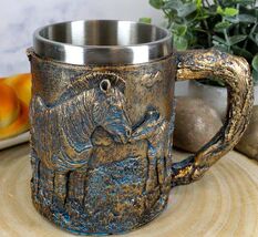 Ebros Zebra Horse With Foal Coffee Mug Textured With Rustic Tree Bark De... - €22,31 EUR