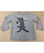 Baby Gap Boys&#39; L/S Gray Holiday Ski Dinosaur Tee T-Shirt Sz 18-24 Months - €7,57 EUR