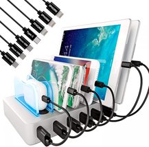 Charging Station for Multiple Devices, 6 Ports Compatible Cables - $32.83