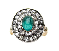 Victorian 0.70ct Rose Cut Diamond Emerald Impressive Christmas Wedding Ring - £362.28 GBP