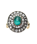Victorian 0.70ct Rose Cut Diamond Emerald Impressive Christmas Wedding Ring - £365.49 GBP