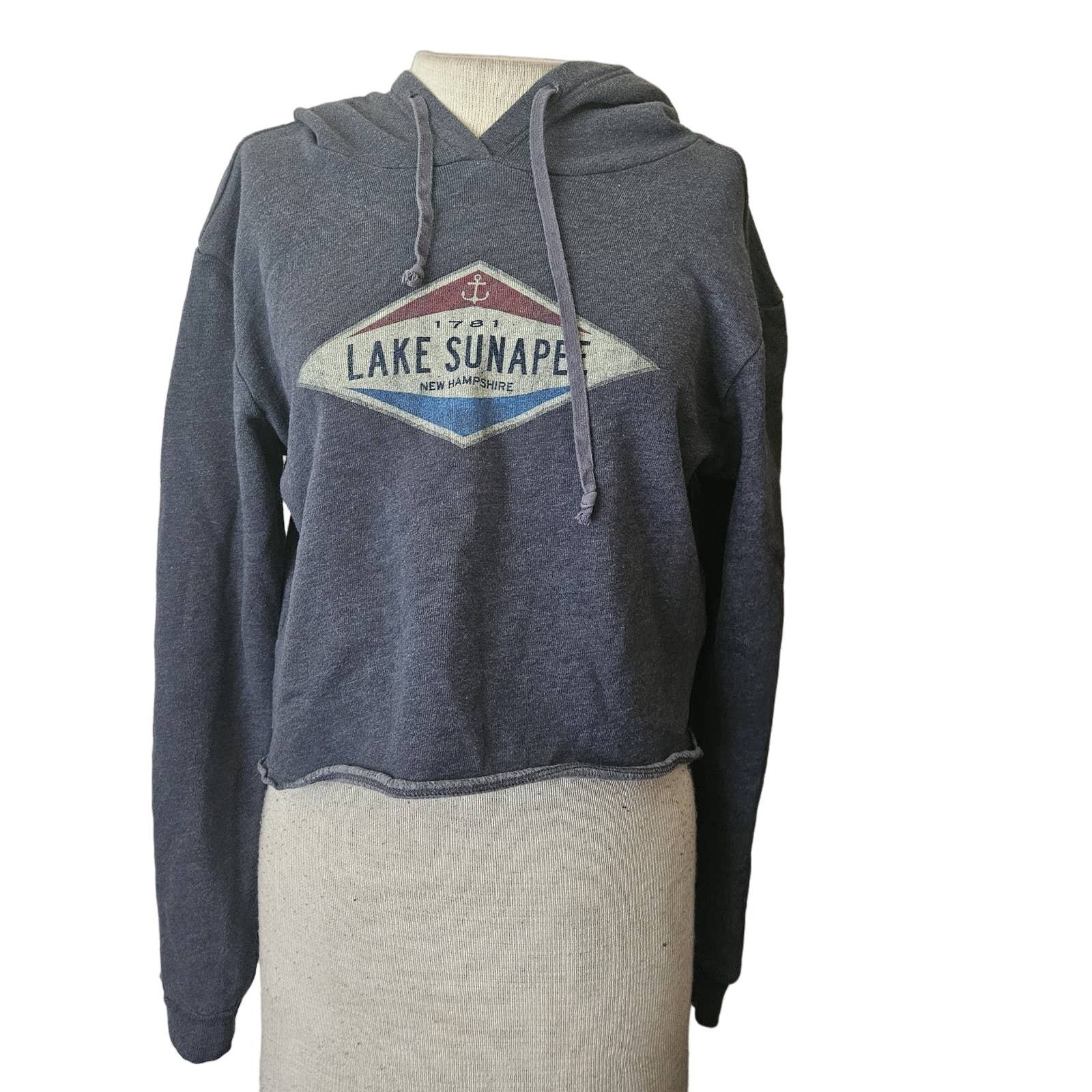 Primary image for Dark Blue Lake Sunapee Cropped Hoodie Size Medium