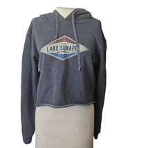 Dark Blue Lake Sunapee Cropped Hoodie Size Medium - $24.75