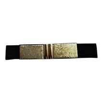 Y2K Etc. Black Elastic Waist Belt with Gold Metal Stretch Buckle Size SM - $18.00