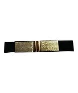 Y2K Etc. Black Elastic Waist Belt with Gold Metal Stretch Buckle Size SM - $18.00