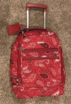 Vera Bradley  Mesa Red Paisley Carry-On Rolling Duffel Travel Bag Suitca... - $98.01