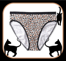 L  Tan Leopard Heart Stretch Cotton Victorias Secret High-Leg Waist Brief Panty - £8.78 GBP