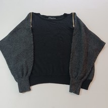 THML Women&#39;s Black &amp; Gray Zippered Shoulder Sweater Long Sleeve Size XS - €11,26 EUR