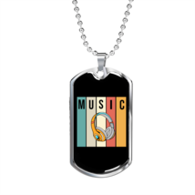 Musician Necklace Music Headphones Necklace Stainless Steel or 18k Gold Dog Tag - £37.53 GBP+