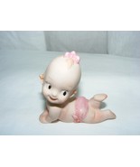 Vintage Bisque Figurine Kewpie Doll with Pink Bow Japan - $39.64