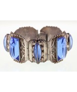 Vintage Mexico Icuala Sterling Silver Blue Glass Aztec Warrior Bracelet ... - $367.73 CAD