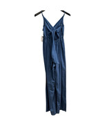 Japna Jumpsuit Womens S Blue Linen Blend Wide Leg Tie Open Back Coastal ... - $48.25 CAD