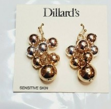 Dillard&#39;s Gold Tone French Wire Earrings Gold &amp; Silver Cluster Dangle Balls New - £10.64 GBP