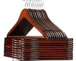 - 20 Walnut Wooden Suit Hangers - Premium Lotus Wood With Notches &amp; Chro... - $51.99