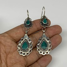 1pc, Handmade Turkmen Earring Tribal Jewelry Turquoise Inlay Drop Boho, B14204 - £9.59 GBP