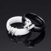 Creative Black Double X Diamond Titanium Steel Ring - £8.62 GBP