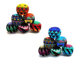 Mia Jewel Shop Crochet Hacky Ball Kick Sack Multicolored Geometric Pattern Foot  - £14.08 GBP+