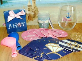 Nautical Navy Bride Wine Glass Tealight Candle Balloons Decoration Kit Lot - £7.94 GBP