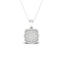 10K White Gold 1/8ct TDW Diamond Double Halo Necklace - £174.33 GBP