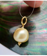 GORGEOUS RARE AAA BURMA SOUTH SEA RICH GOLD CULTURED PEARL PENDANT - £133.43 GBP