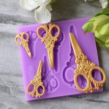 Scissors Silicone Mold Cake Fondant Tailor Barber Cupcake Topper Candy M... - $11.87