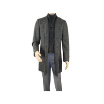 Men RENOIR Wool Blend Charcoal Gray English Plaid 3/4 Length Coat 43-18-095 image 6