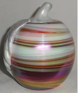 Gibson IRIDESCENT FINISH Caramel - White Swirl APPLE PAPERWEIGHT - $49.49