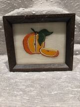 Vintage Handmade Embroidered Orange Fruit Wall Art  Frame Textile Kneedl... - $367.51 MXN