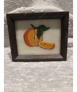 Vintage Handmade Embroidered Orange Fruit Wall Art  Frame Textile Kneedl... - $367.51 MXN