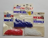 Vintage Paramount Seed Beads 8 Gms Red White And Blue #2120-B - $14.84