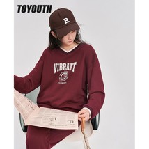 Toyouth Women Fleece Sweatshirt 2022 Winter Long Sleeve V Neck Loose Hoodie Vint - £117.42 GBP