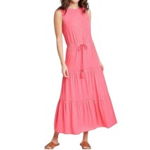 Knox Rose Tiered Ruffle Dress S Midi Bohemian Coral Tassels Sleeveless Jersey - £18.88 GBP