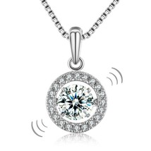 Round Cut Dancing Stone 14K White Gold Finish Pendant Necklace 925 Silver - £98.71 GBP