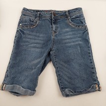 Mudd Shorts Girls 16 Medium Blue Wash Denim Rolled Cuff Pedal Pushers - £9.52 GBP