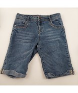 Mudd Shorts Girls 16 Medium Blue Wash Denim Rolled Cuff Pedal Pushers - $11.88