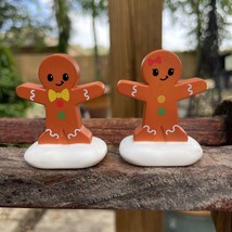 2&quot; Set Gingerbread Man Figurine Miniature Holiday Decor Christmas Cake Topper - £10.00 GBP