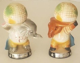 Jim Beam Political Decanters Elephant &amp; Donkey W Globe Democrat Republican 1980 - $33.50