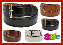 New Mens Leather Belt 1/2&quot; Inch Dress Black Brown White Size S M L XL - £5.19 GBP+