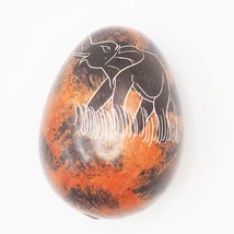Africa Handmade Kisii Soapstone Handpainted Elephant Egg Carving - $14.84