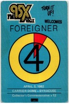 Foreigner Cloth Back Stage Pass April 3 1982 Syracuse New York - £29.75 GBP