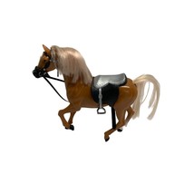 Hard Plastic Horse Beige with Black Silver Saddle Harness Farm Barn Toy Figure 7 - £17.85 GBP
