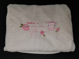Carters Child Mine Baby Girl Pink Bunny Rabbit White Fleece Blanket Lovey Flower - $25.21